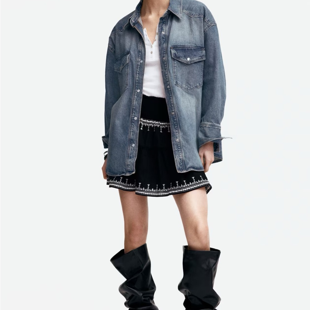 H&M Black Mini Skirt with White Accents